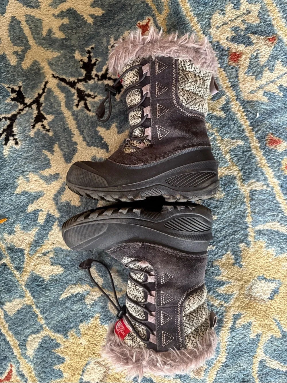 The North Face Heat Seeker Insulated Faux Fur Trim Snow Boots Kids US 11